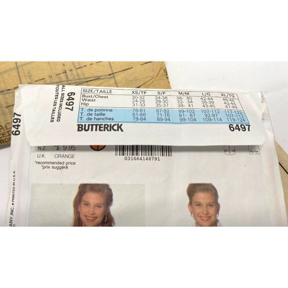 Vintage Butterick Vest Sewing Pattern 6497 Uncut Fast and Easy Size XS S M L XL - Picture 5 of 5